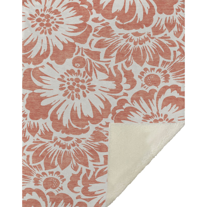 Jeté en sherpa floral Addison, Saumon