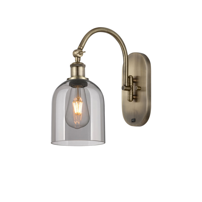 Odaniel Steel Armed Sconce, Light Smoke, Antique Brass