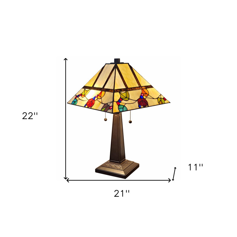 Lampe de table 22 po en métal brun foncé à deux lumières avec abat-jour blanc