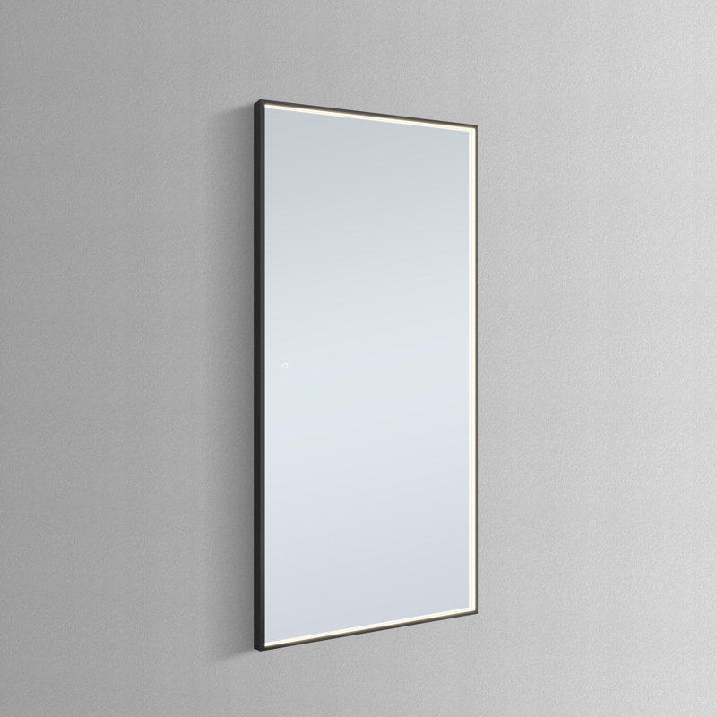DAX Agerola 32" Wide Wall Mount LED Mirror with Black Frame, Black