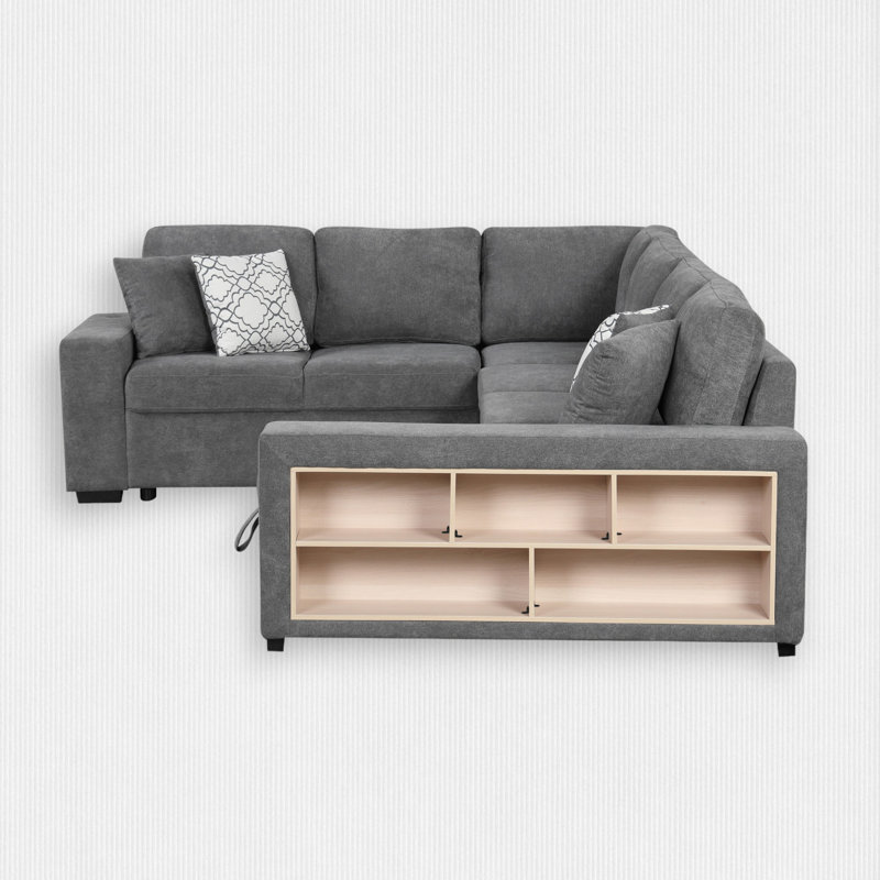 4 - Piece Upholstered Sectional, Gray Chenille