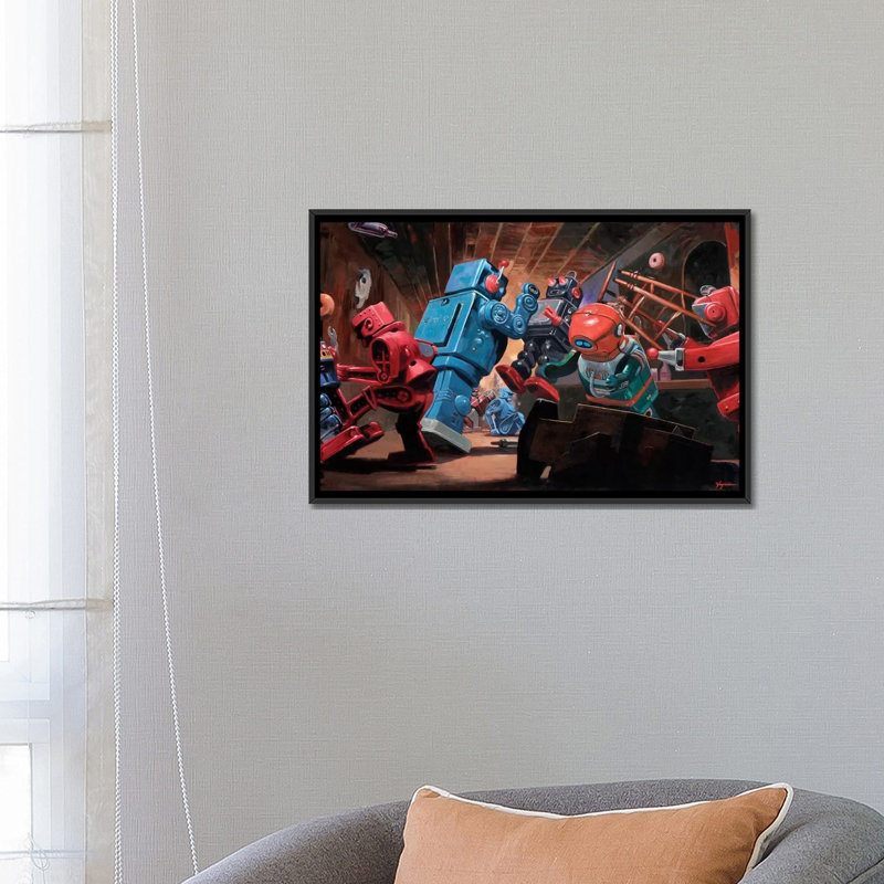 Malfonctionnement par Eric Joyner, impression sur toile, H 18 po x l 26 po x P 1,5 po, Toile encadrée noire, Pas de tapis