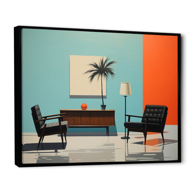 «Aarianna Mid Century Sleek Silhouettes I», reproduction d'art sur toile, H 30 po x l 40 po x P 1,5 po, Cadre flottant noir