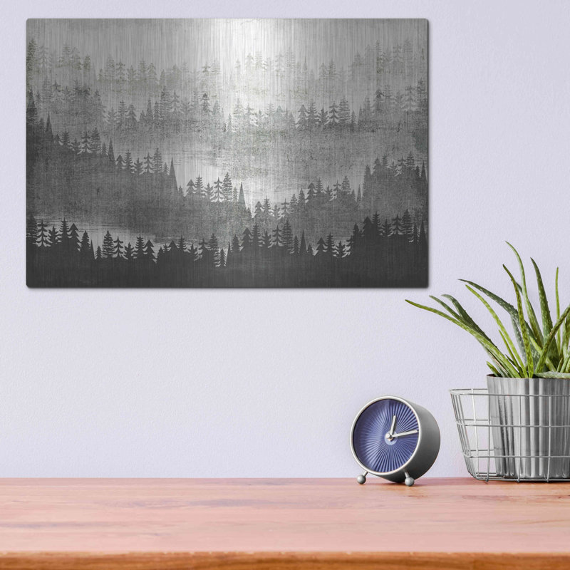 «Mountainscape Silver» par Michael Mullan, art mural en métal, H 12 po x l 16 po