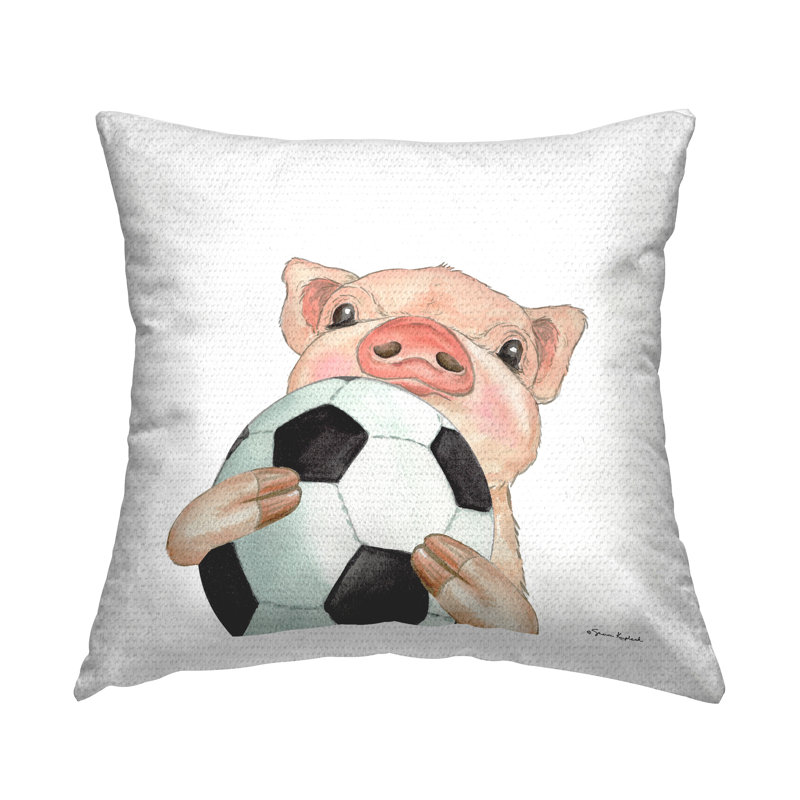 Coussin extérieur cochon avec ballon de soccer par Sharon Kuplack