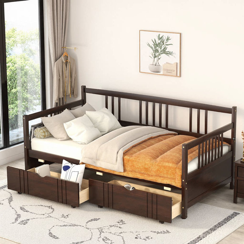 Modern White Twin Size Solid Wood Daybed with Dual Drawers - Multifunctional and Stylish, Espresso, Twin