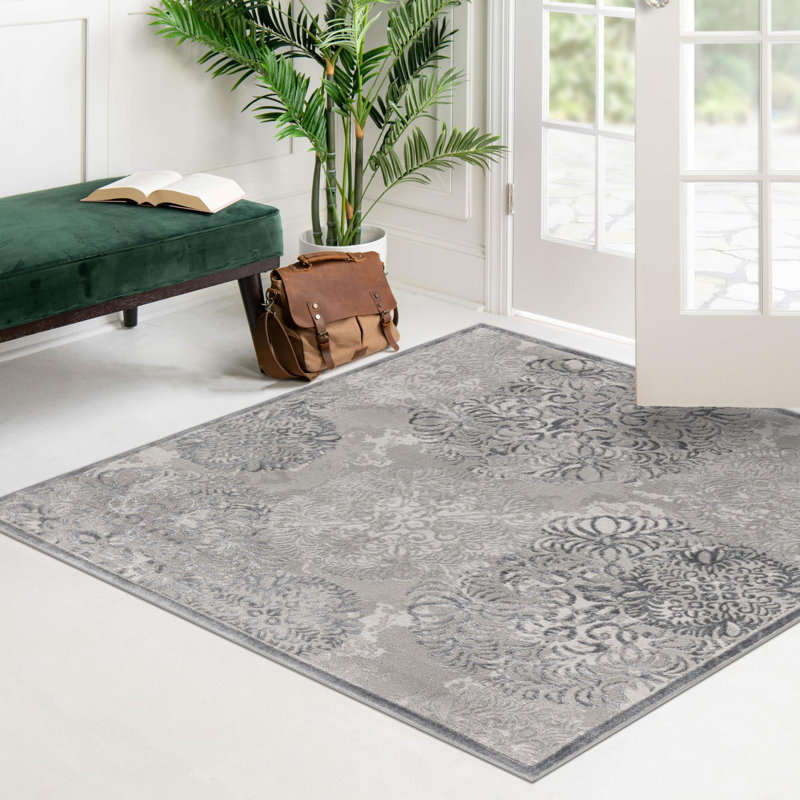 Tapis transitionnel Glencoe couleur galet, Carré 5 pi 3 po