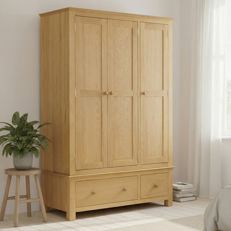 Bankey 3 Door Solid Wood Wardrobe