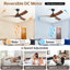 Ventilateur de plafond noir 52 pouces avec 3 pales en grain de bois foncé, télécommande, moteur à intensité variable réversible et minuterie 1H / 4H / 8H