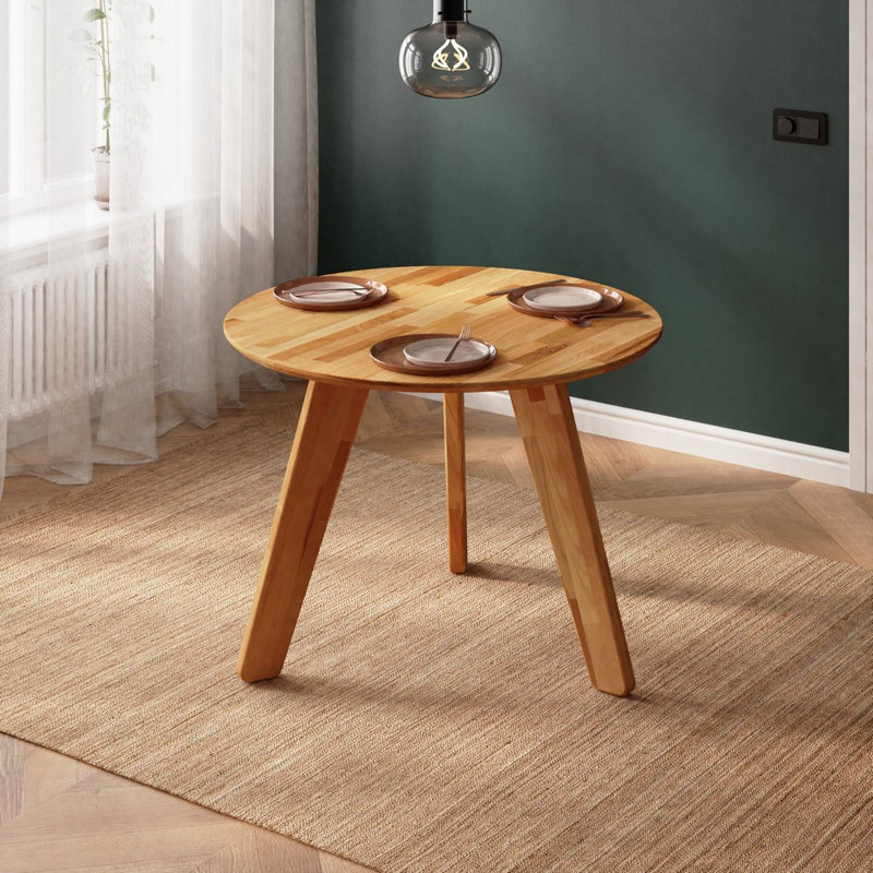 Monroe Round Kitchen Table, Solid Beech Wood Modern Dining Table for Kitchen and Dining Room, 29.13" H x 39.4" L x 39.4" W