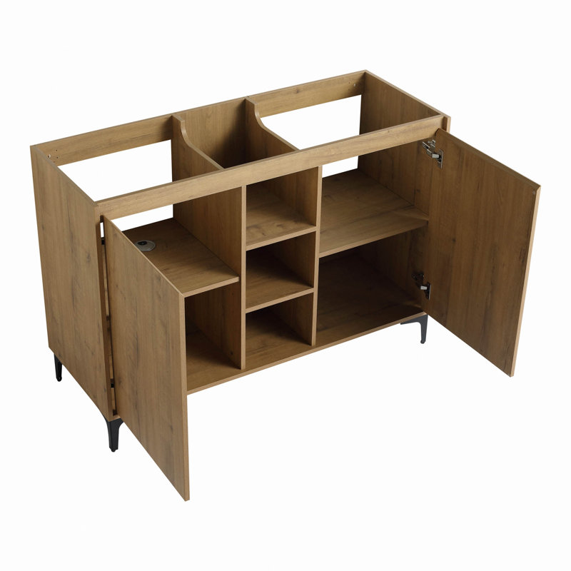 48 po (47-1 / 16 po) portes à fermeture douce et support de rangement ouvert, meuble-lavabo autoportant de 48 po, contreplaqué (meuble-lavabo seulement, évier non compris)
