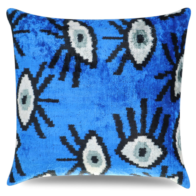 Coussin décoratif géométrique, Bleu, 16 po x 16 po, Carré