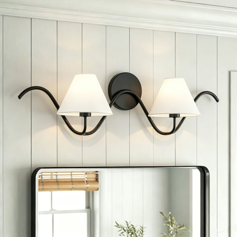 2 - Linen Light Shade Wall Light