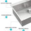 Lavabo encastré 28 po en acier inoxydable de calibre 18, construction robuste, nickel brossé, cuve simple à poser