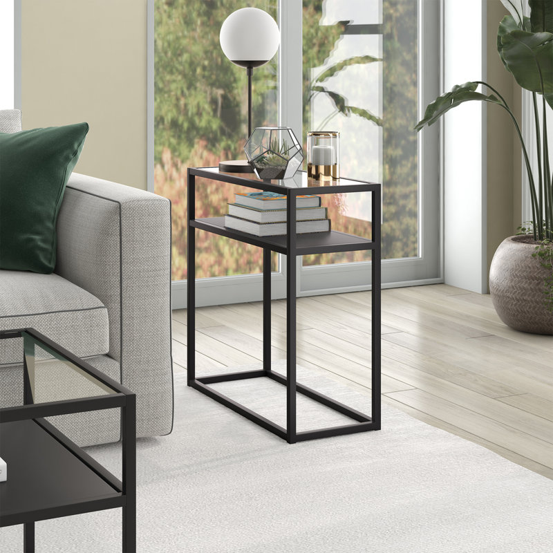 Ada Blackened Bronze Metal & Glass Rectangular Side Table