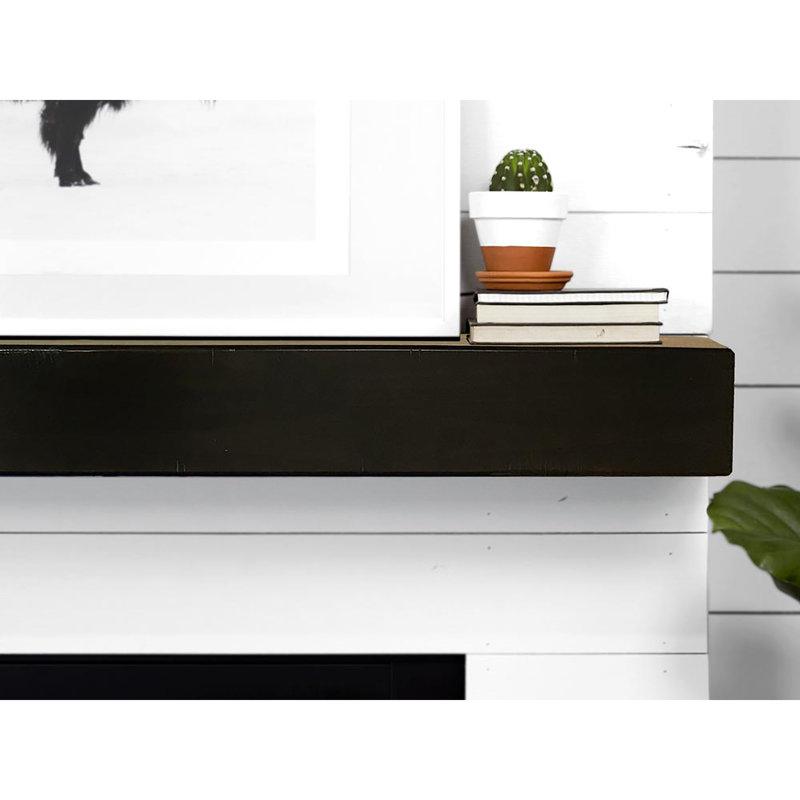  Floating Wood Fireplace Mantel Shelf, 60", Coffee Bean