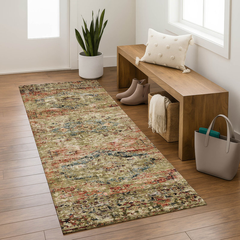 Premium Machine Washable Mayfield global Rug, 2'3" x 7'6" Runner, Terracotta