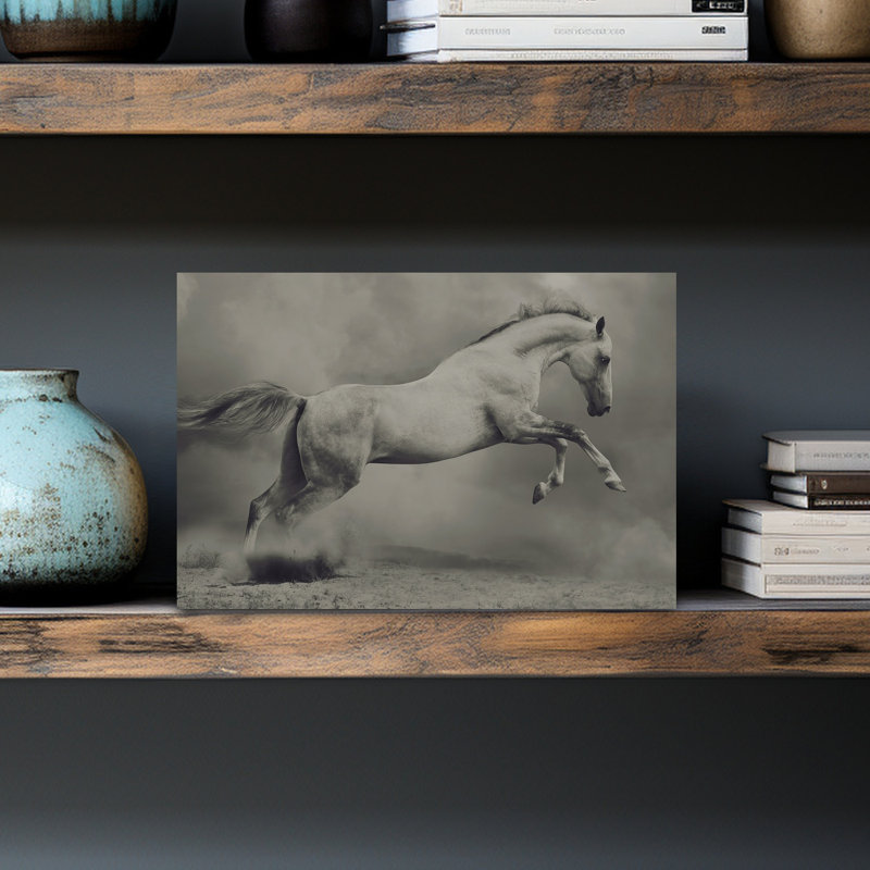 «Leaping Horse Dust», art mural cheval contemporain, 12" H x 18" W
