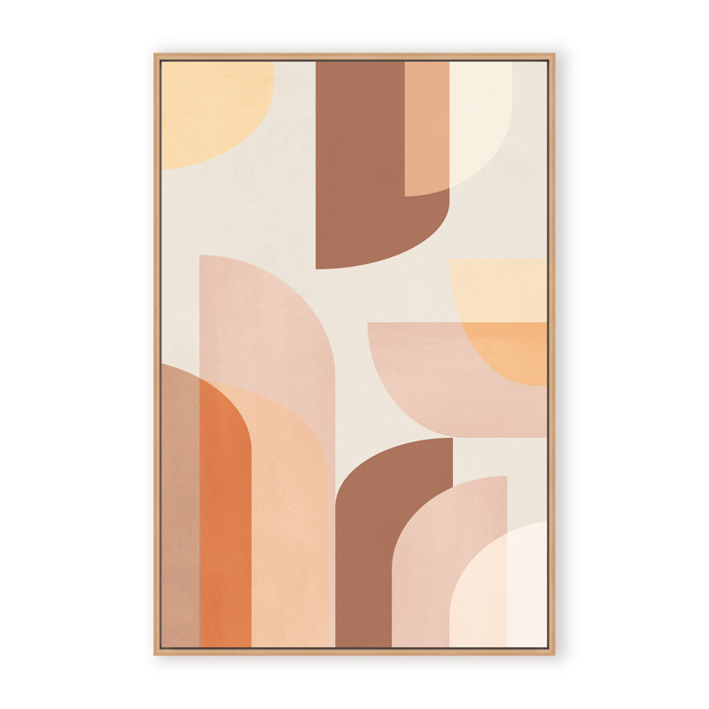 Abstract Retro Geometric by  - Picture Frame Graphic Art on Paper, 24" H x 16" W x 1.125" D, Brown, Framed Matted Print