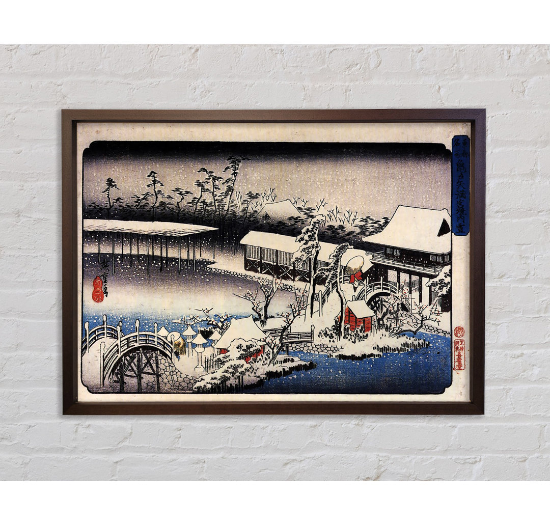 Tempelkomplex im Schnee von Hiroshige - Einzelbildrahmen Kunstdrucke auf Leinwand