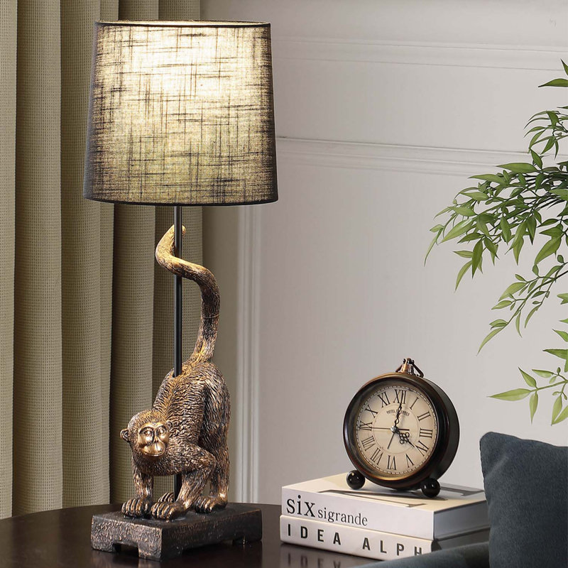 Lampe de table en polyrésine 24 po, Bronze Antique, Noir