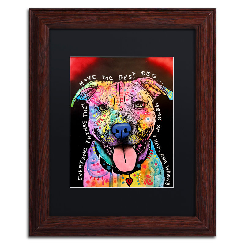 « best dog », impression, Noir, H 14 po x l 11 po x P 0,5 po, Encadrement grain de bois