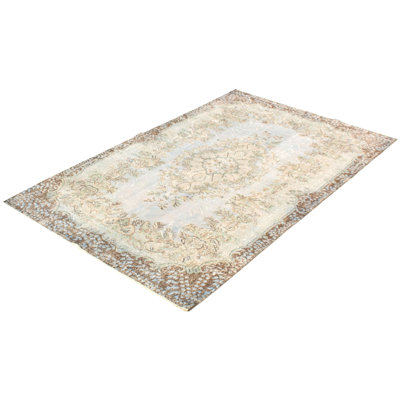 One-of-a-Kind 5'6" X 9'5" 1980s Wool Area Rug in Gray
