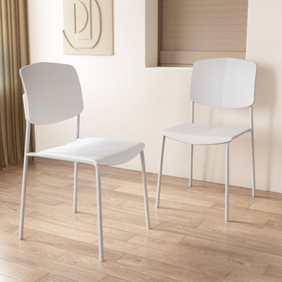 Pair of Aspen Academy Kitchen Chairs, Plastic Seat with Metal Legs