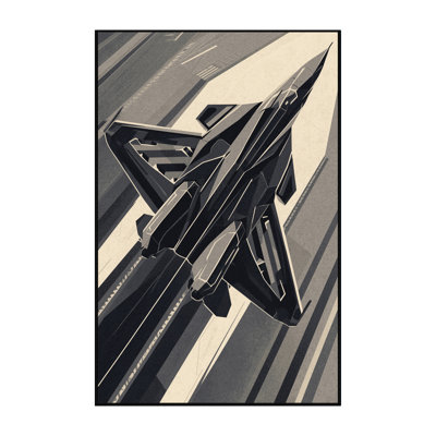 Tapis géométrique moderne lavable à la machine en avion de chasse Maurice - noir - reliure noire