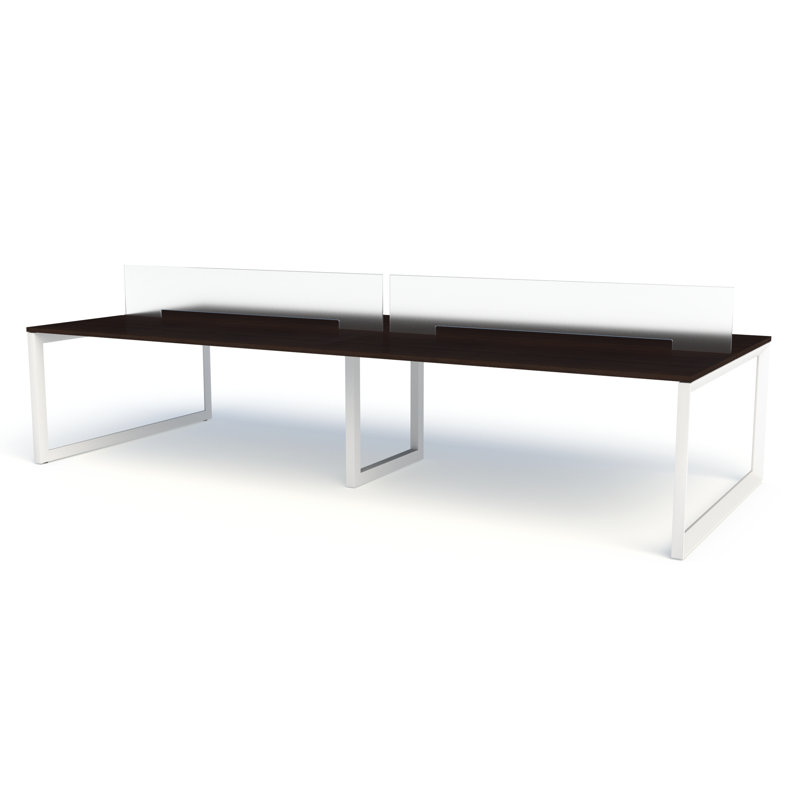 Pivit Frame 4-Person Benching Workstation, 29" H x 141.75" W x 60.5"  D, White