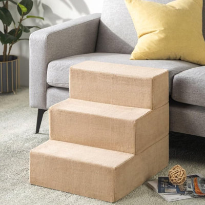 Dog Stairs Ramp For Small Dogs, High-Density Foam 3-Step Dog Ramp For Bed With Washable Cover, Slope Dog Steps For Couch And Sofa, Non-Slip Bottom Cat Stairs For Old Cats