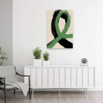 Green Ribbon Flow Abstract Contemporary Minimalist Wall Art Print by Treechild - Wrapped Canvas Print
