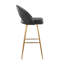 Tabouret de bar à hauteur fixe en métal doré et similicuir noir avec repose-pieds carré - ensemble de 2-865162444-865162445