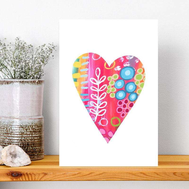 «Heart III», art abstrait coloré et audacieux, 18" H x 12" W