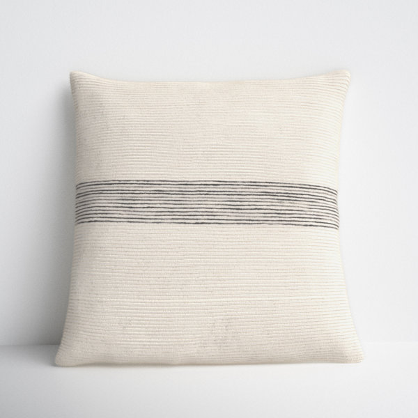 18X18 Dark Blue and White Abstract Stripe Throw Pillow