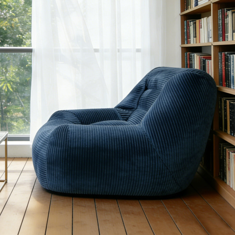 Fauteuil à billes en velours côtelé Cozy Fluffy Cloud, Blue Corduroy, H 27,5 po x l 33,8 po x P 38,1 po