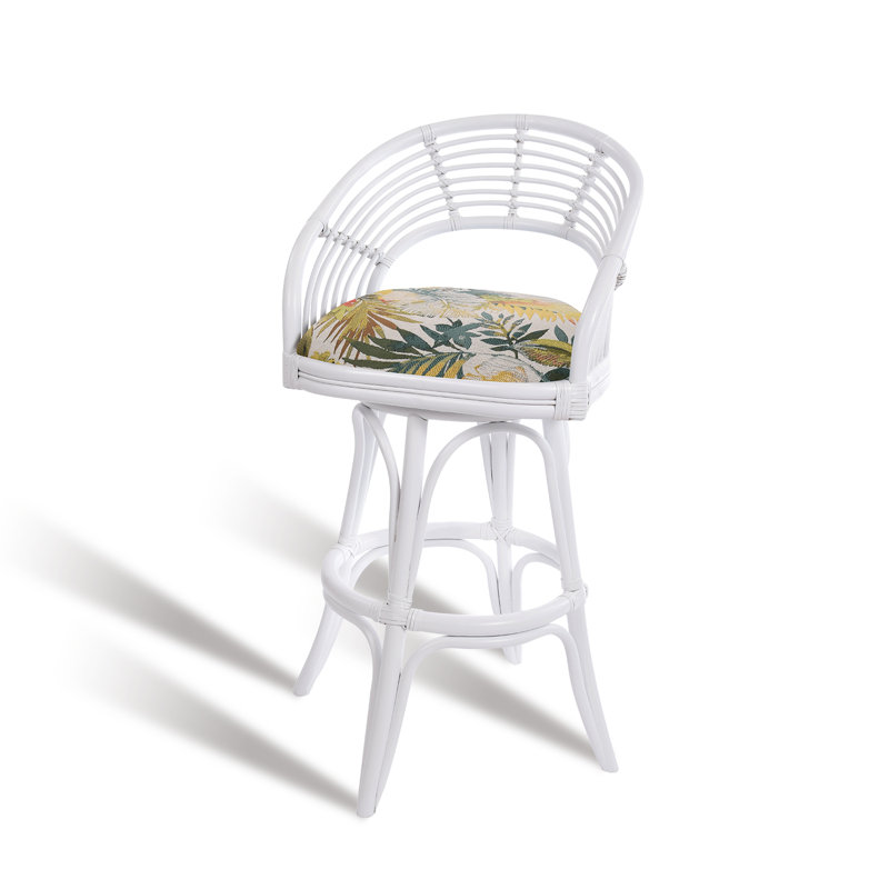 Danetra Swivel Stool, Floral/White Frame, Bar Stool (32" Seat Height)