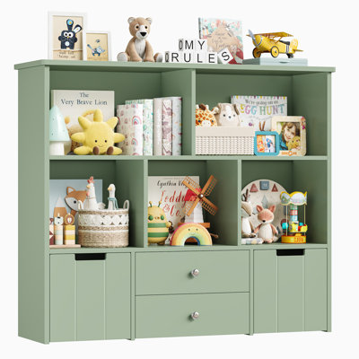 37.4"H x 43.3"W Kids Bookcases with 4 Drawers