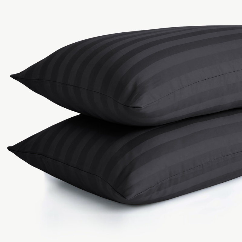 Aspire Homeware Ultra Soft & Breathable Microfiber Striped Pillowcase (Pack Of 2), Charcoal