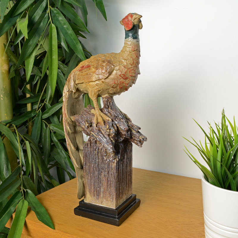 Julius PHEASANT 37cm Carved Wood Effect