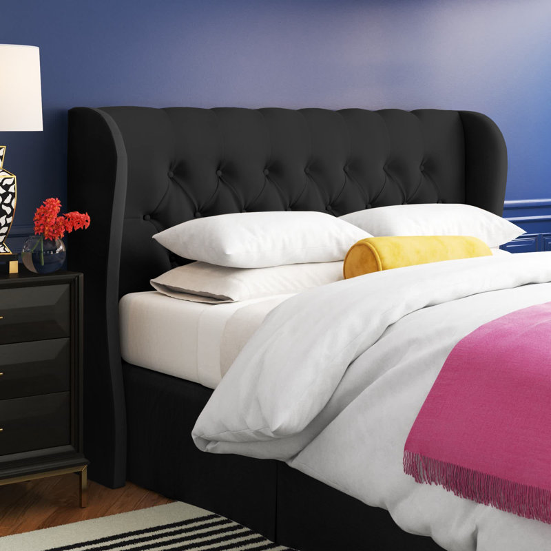 Amzie Upholstered Headboard, Classic Black Performance Velvet, King