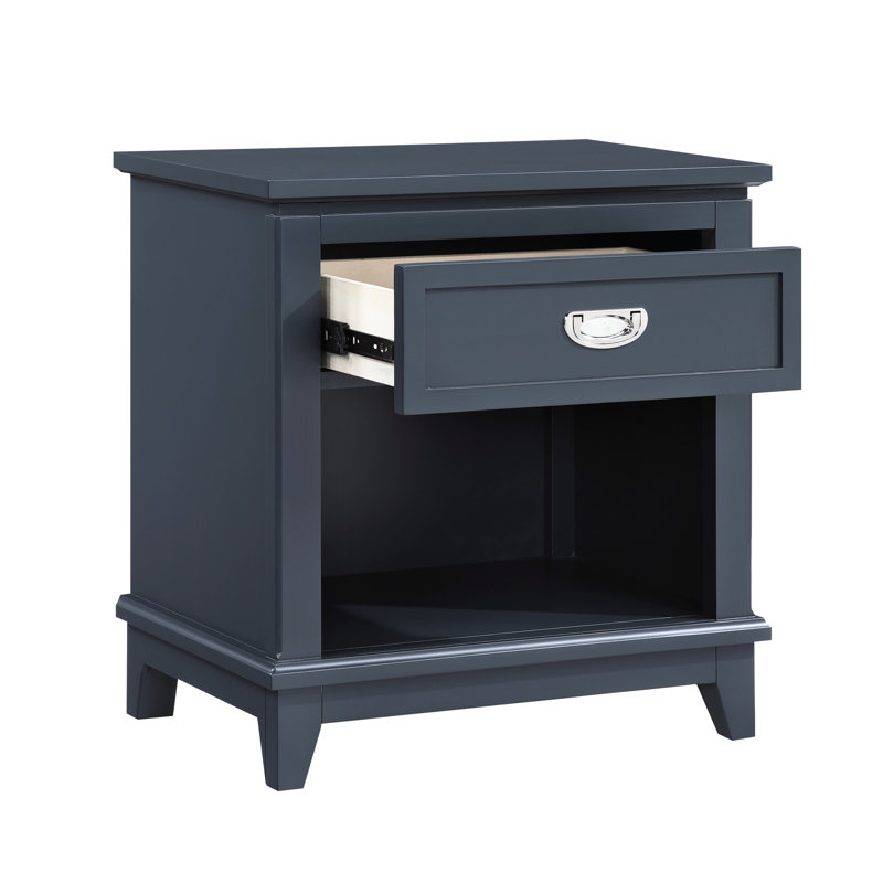 Finition table de chevet 1pc avec tiroir de rangement et tablette inférieure, Marine