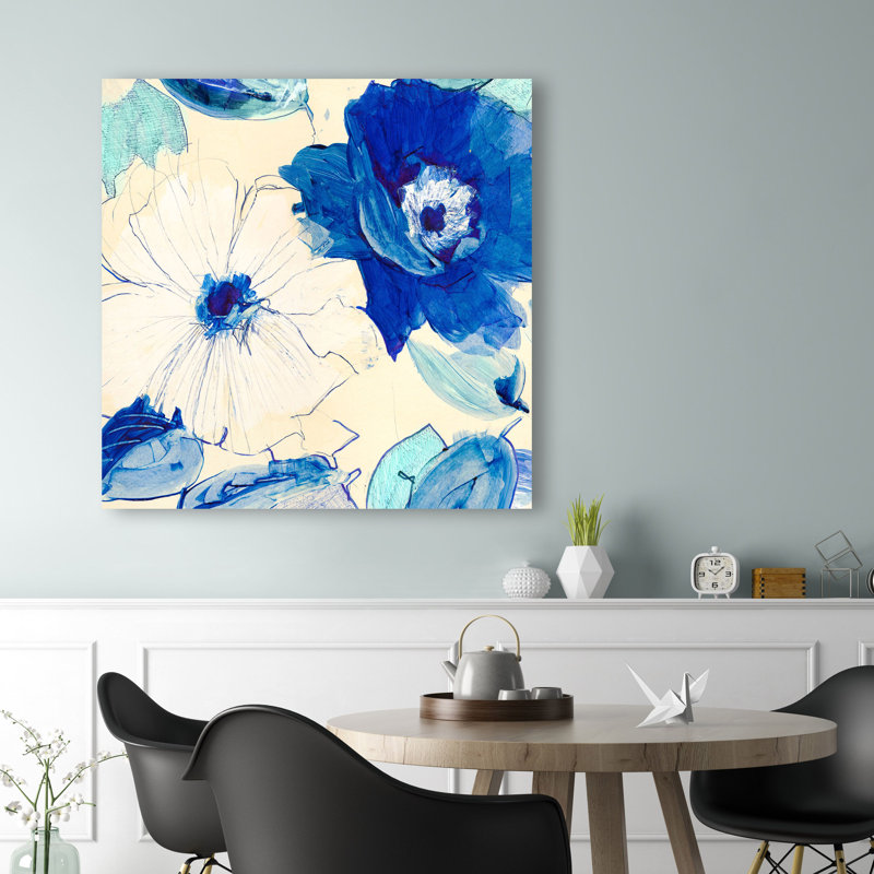 Toile Fleurs I - Wrapped Canvas Art Prints, 70cm H x 70cm W x 4cm D