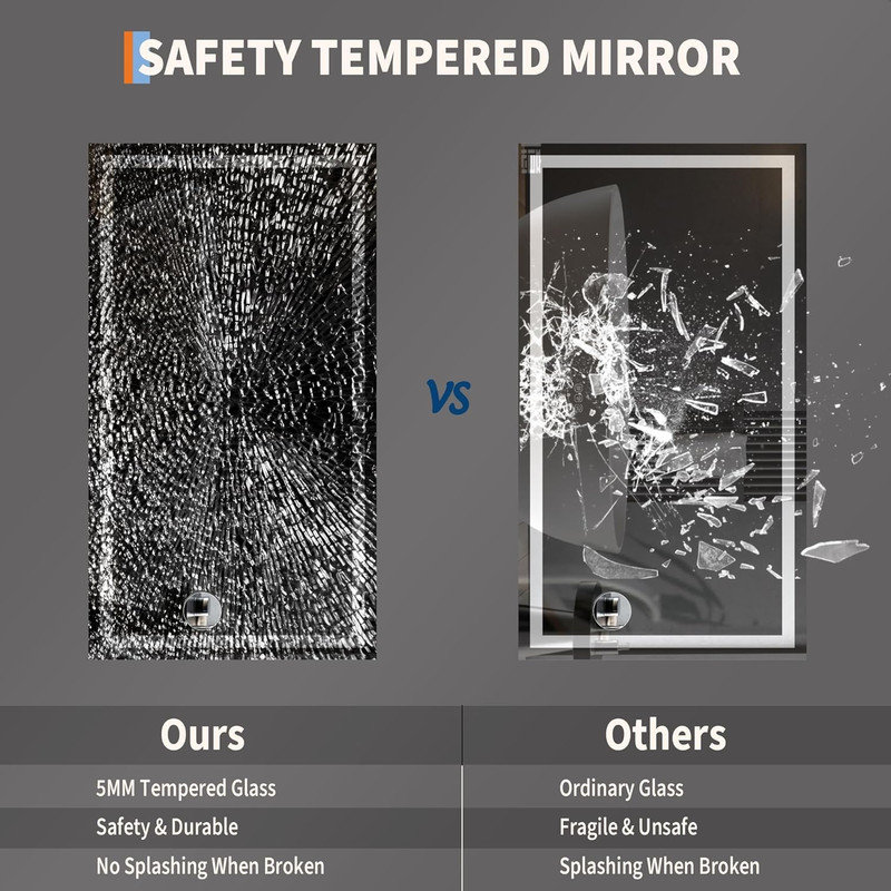 LED Bathroom Mirror with Lights, Dimmable Anti-Fog Smart Vanity Mirror with Memory Function, 28" x 50"