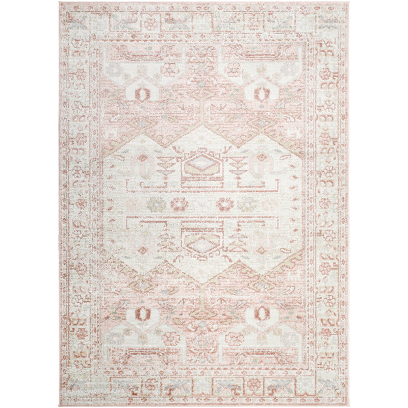 Tapis rose / blanc Giunta, Carré 5 pi