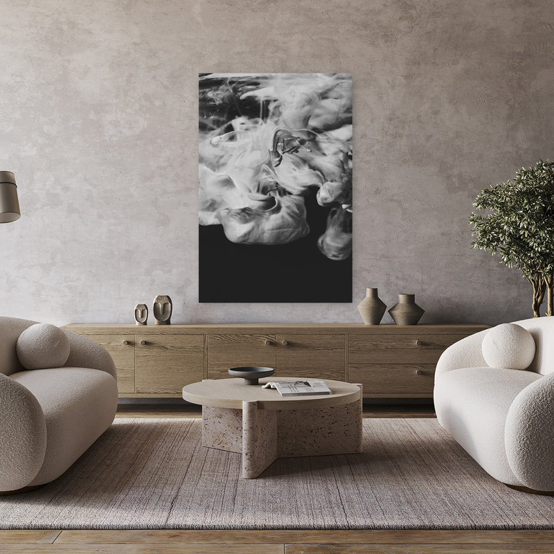 Art contemporain abstrait à l'encre noire, H 48 po x l 32 po
