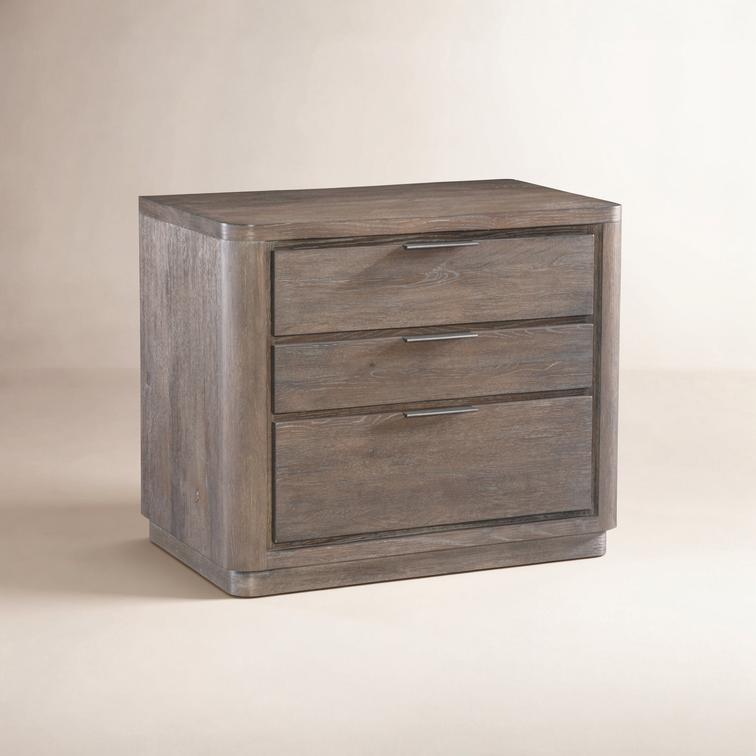 Outline 3-Drawer Oak Nightstand