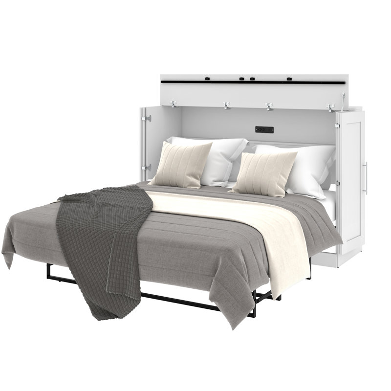 Lit armoire avec matelas Pur, Grand, blanc