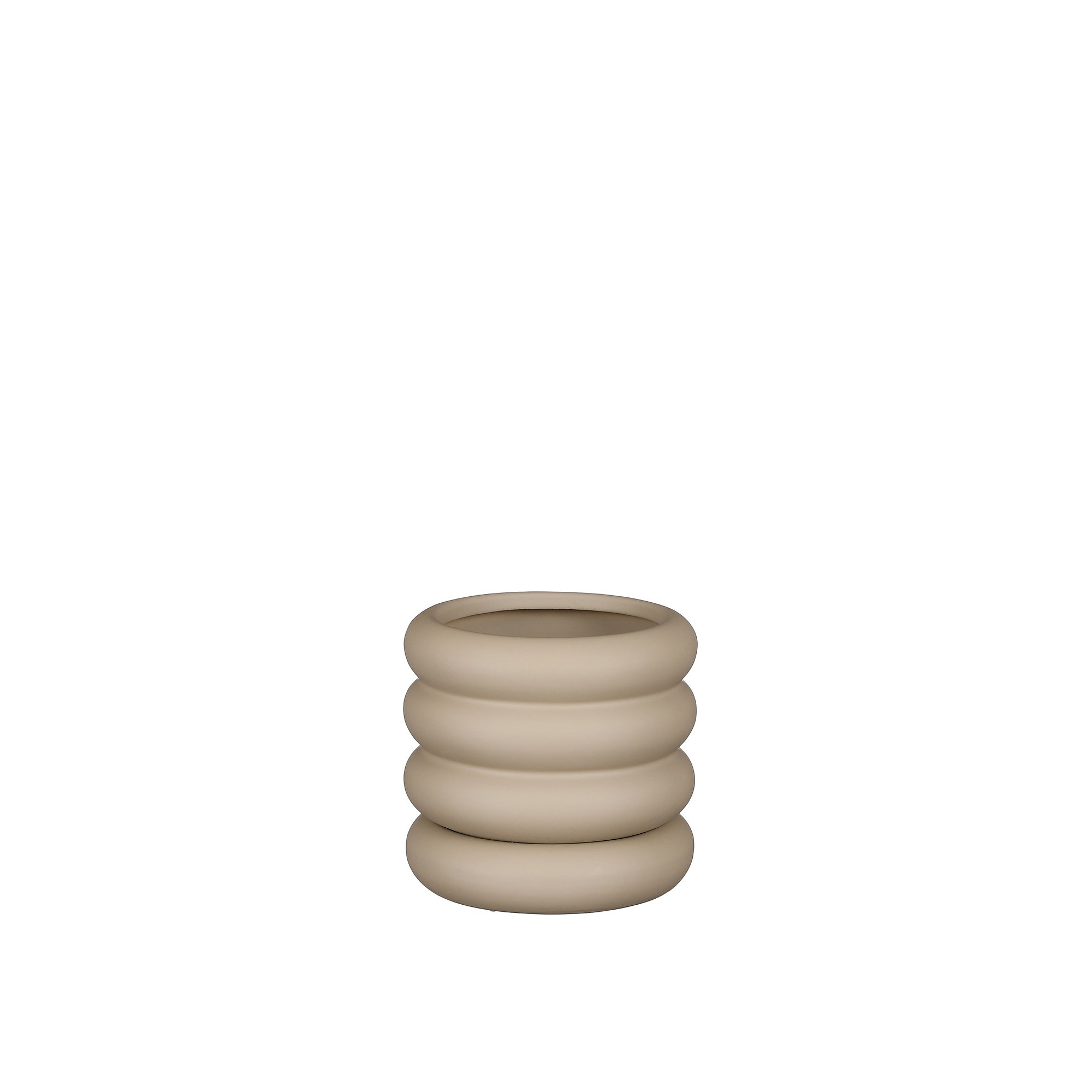 Handmade Ceramic Pot Planter, Beige, 5" H x 5.3" W x 5.3" D