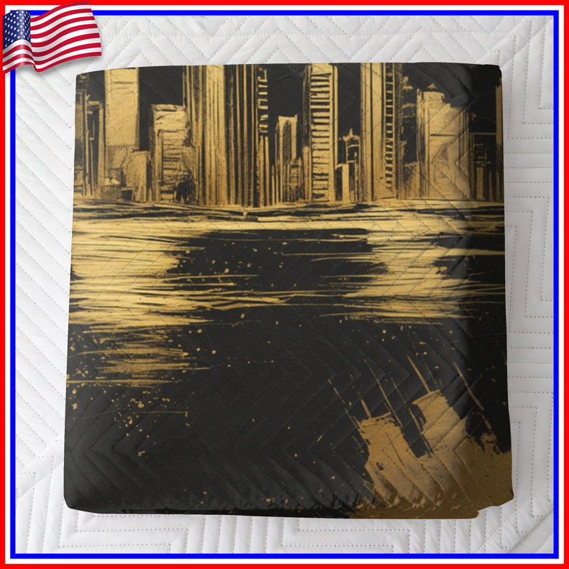 Couvre-lit matelassé Gold City Skyline toutes tailles, Double